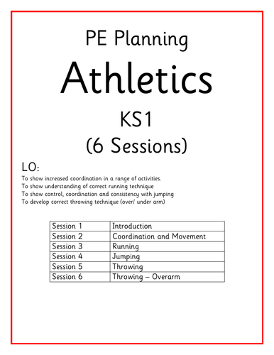 KS1 PE Planning - Athletics