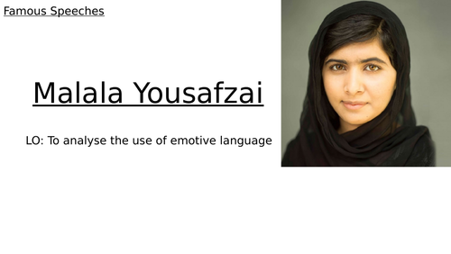 KS3 Famous Speeches: Malala Yousafzai