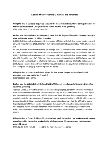 Economics- Micro- 2 and 4 Mark Questions and Model Answers | Teaching ...