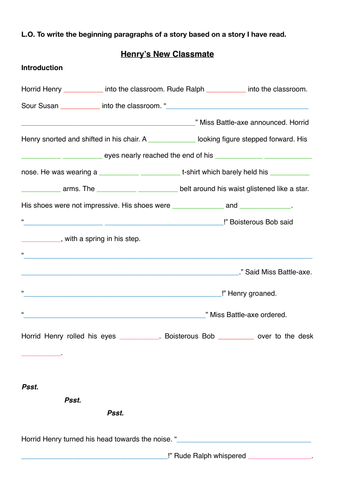 Year 4 English Writing Horrid Henry Writing Support Pack Teaching 