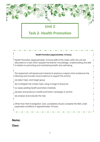 health and social care component 2 coursework example pdf