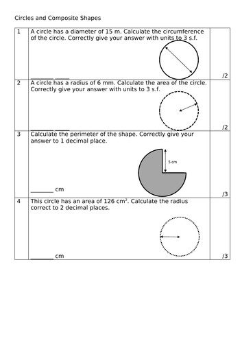 Circles and Composite Shapes | Teaching Resources