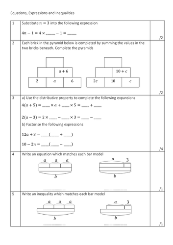 Equations, Expressions and Inequalities | Teaching Resources