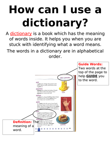 Parts of a Dictionary Poster Pack