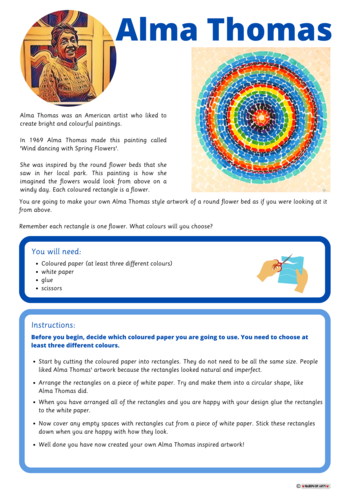 KS1 Alma Thomas themed Art activity Teaching Resources