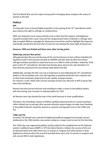 A Level History OCR Complete Women Civil Rights Notes and essay plans ...