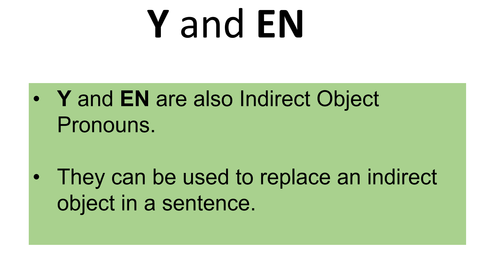 Grammar- The Pronouns Y and EN- A Level French