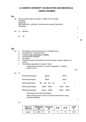 A level Biology - Genetic variation & Relationships- COMPLETE Exam Q&A ...