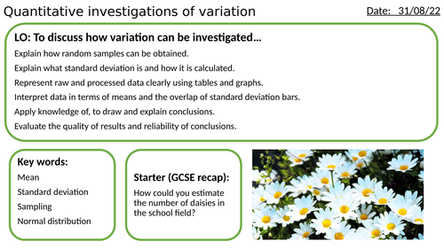 AS/A2-Level AQA Biology Quantitative Investigations of Diversity Full Lesson