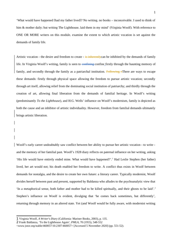 Essay on Virginia Woolf - family life