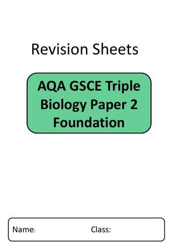 AQA GCSE Biology Revision Sheets Paper 2 | Teaching Resources