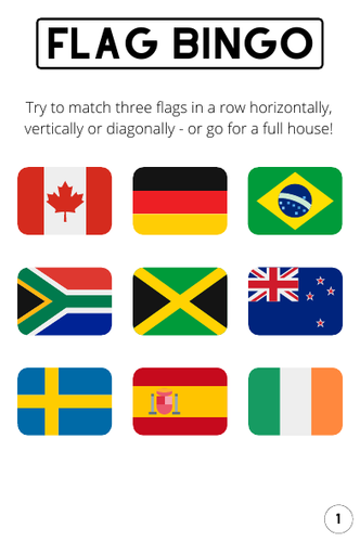 Flag Bingo Printable Geography Game