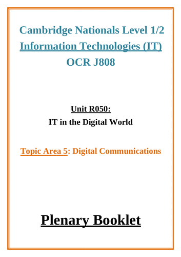 IT J836 R050 Plenary/Revision/Assessment Booklet | Teaching Resources