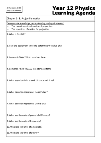 OCR Physics A Chapter 3: 8. Projectile motion