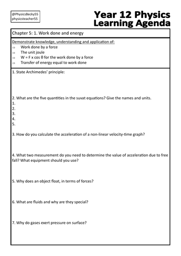 OCR Physics A Chapter 5: 1. Work done and energy