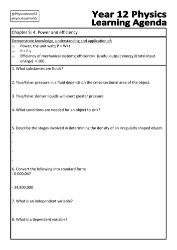 OCR Physics A Chapter 5: 4. Power and efficiency