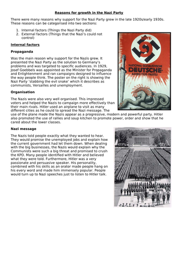 Nazi support Growth | Teaching Resources