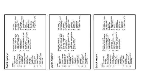 AQA / GCSE Paper 2 question 5 quick mark sheet