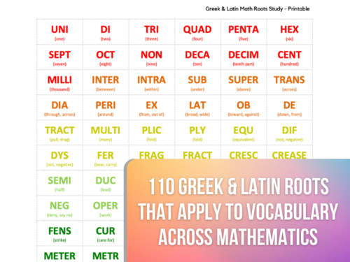 Greek Latin Math Roots Study Teaching Resources