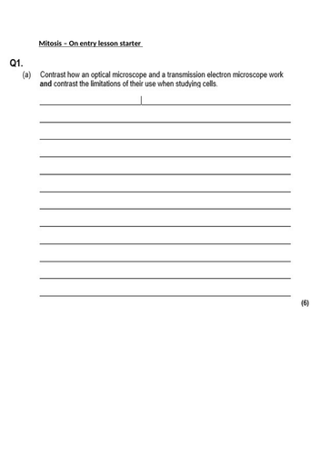 Mitosis (2 hours, contains required practical) - AQA - A Level