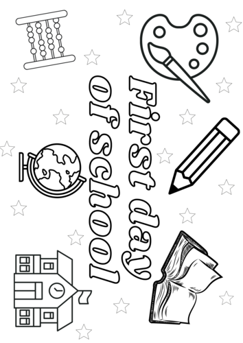 First day of school colouring page | Teaching Resources