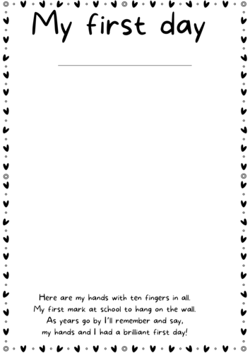 First day at school handprint template Teaching Resources