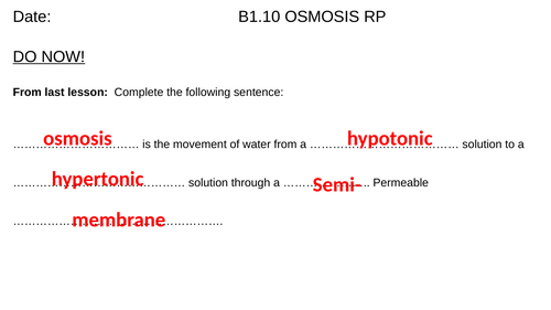 OSMOSIS AND RP FOR AQA GCSE BIOLOGY | Teaching Resources