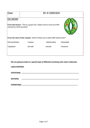 OSMOSIS AND RP FOR AQA GCSE BIOLOGY | Teaching Resources