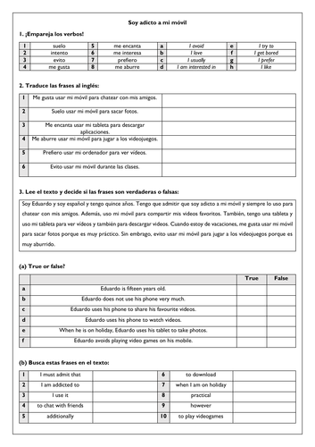 Social media & technology / las redes sociales Spanish GCSE