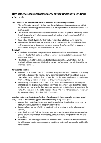 parliament-government-and-politics-a-level-edexcel-a-notes-and-essay