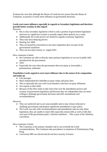 Parliament Government and Politics A Level Edexcel A* notes and essay ...