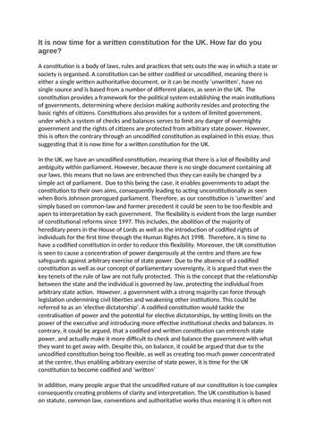 UK Constitution Government and Politics Edexcel A Level Notes and essay ...