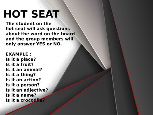 Hot Seat Vocabulary Game ppt.