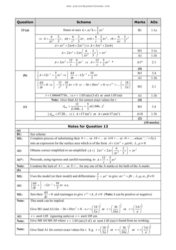 Differentiation Optimisation | Edexcel A level Maths Exam Questions ...