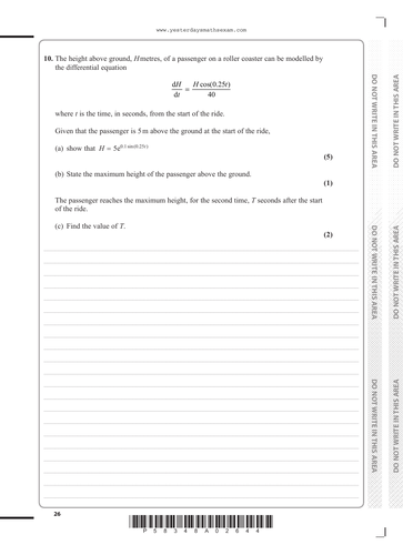 Integration Differential Equations | Edexcel A level Maths Exam ...