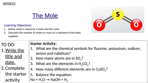 GCSE Chemistry Mole, Mass and Molar Mass Calculations: Complete Lesson