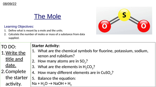 GCSE Chemistry The Mole and Calculating Number of Moles, Mass or Ar/Mr
