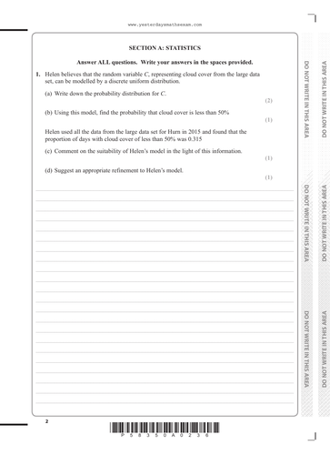 Large Data Set | Edexcel A level Maths Exam Questions | Teaching Resources