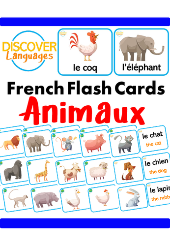 Beginner French Flash Cards - Animals / Animaux | Teaching Resources