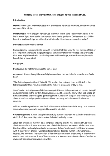 Developments in Christian Thought FULL PAPER Essay Plans OCR | Teaching ...