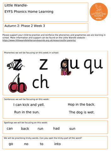 reception homework sheets