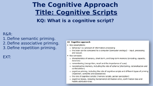 Cognitive approach psychology example hot sale