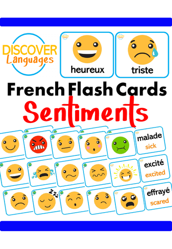 Beginner French Flash Cards - Feelings - Emotions - Sentiments ...