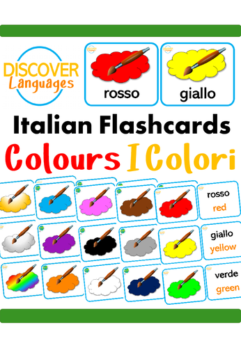 Free Italian Flash Cards - Colours - I Colori - Classroom