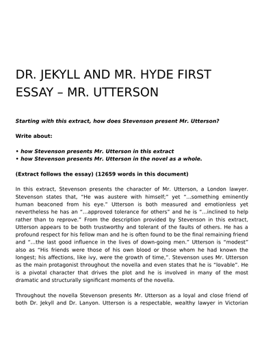 essay questions on dr jekyll and mr hyde