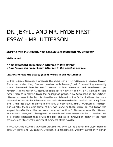 jekyll and hyde practice essay questions