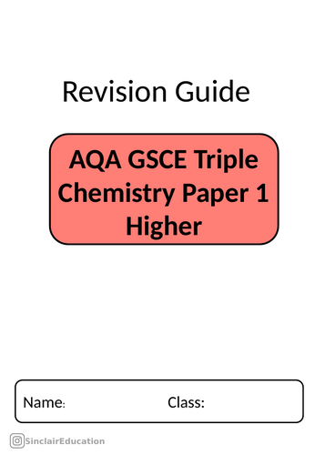 AQA GCSE Chemistry Revision Guides Paper 1 | Teaching Resources