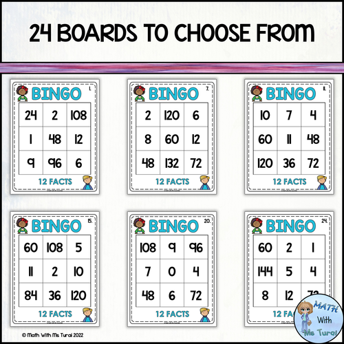 Multiplication and Division Fact Fluency Mini Bingo | 12 Facts ...