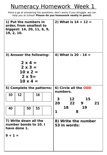 year 3 maths homework ideas