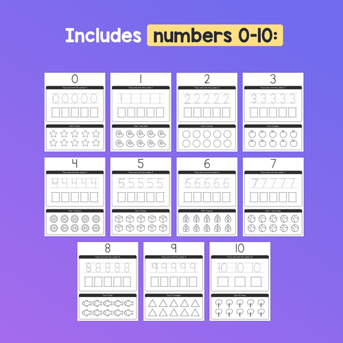 Handwriting Numbers 0-10 Worksheets | Basic Counting & Number Writing ...